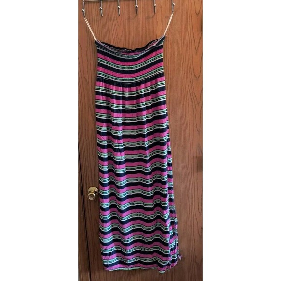 Gap Dress Womens Extra Large Multicolor Strapless Striped Long Length Dress - Picture 1 of 5
